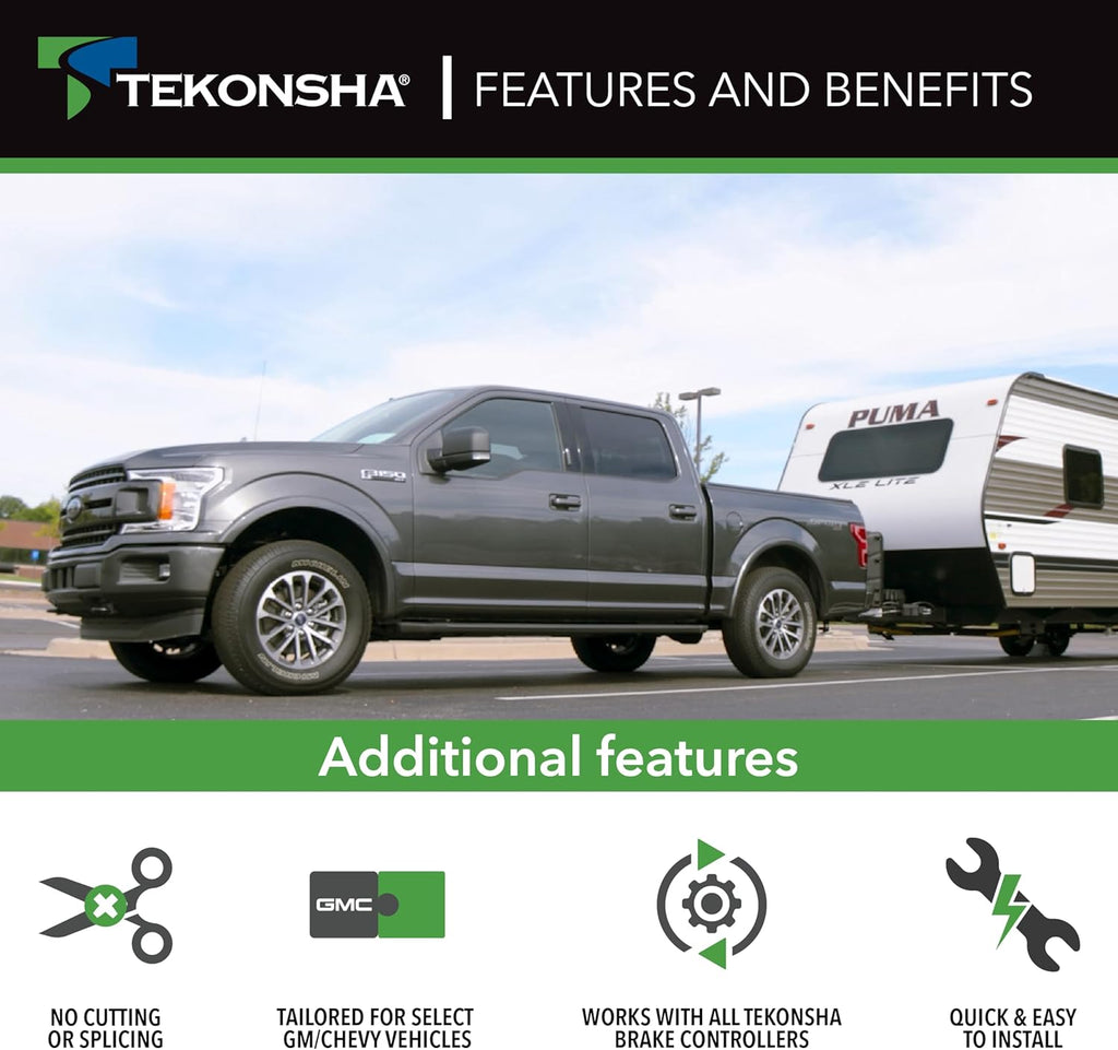 3016-P Trailer Brake Controller, Custom Brake Wiring Harness for Vehicle & Brake Control Ends, No Cutting or Splicing Required