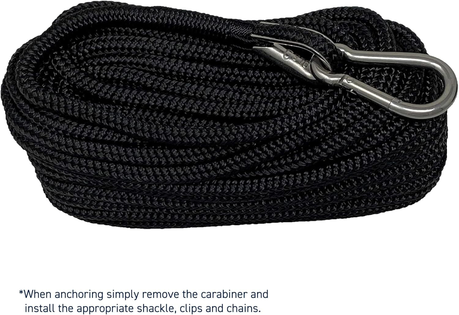 Rainiersupplyco Boat Anchor Rope - Double Braided Marine Rope Anchor Line - 50Ft Nylon Boating Line with 316 Stainless Steel Thimble and Heavy Duty Marine Grade