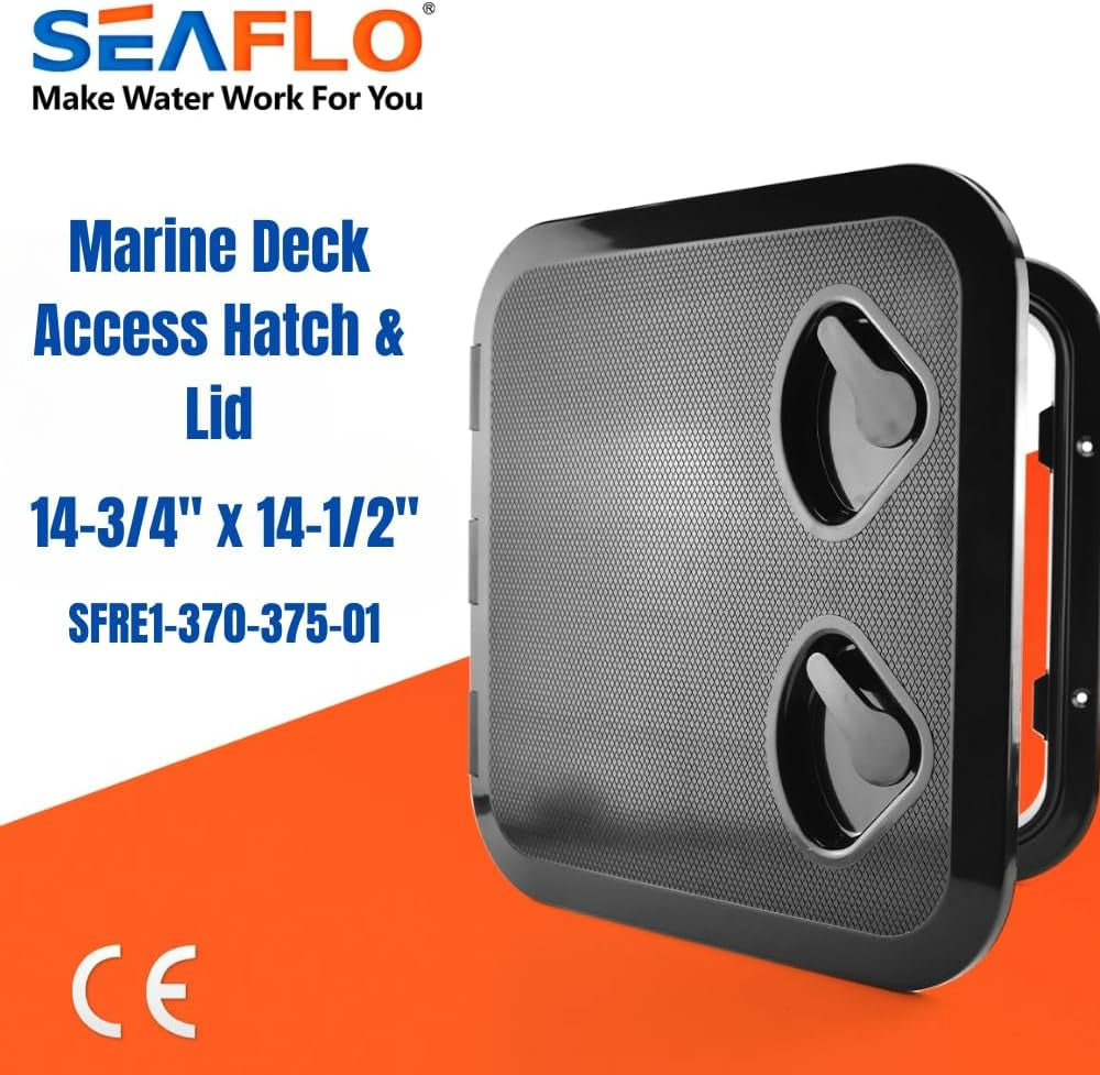 Marine Boat Deck Rectangular Access Hatch - White/Black, Lock and Key/Regular