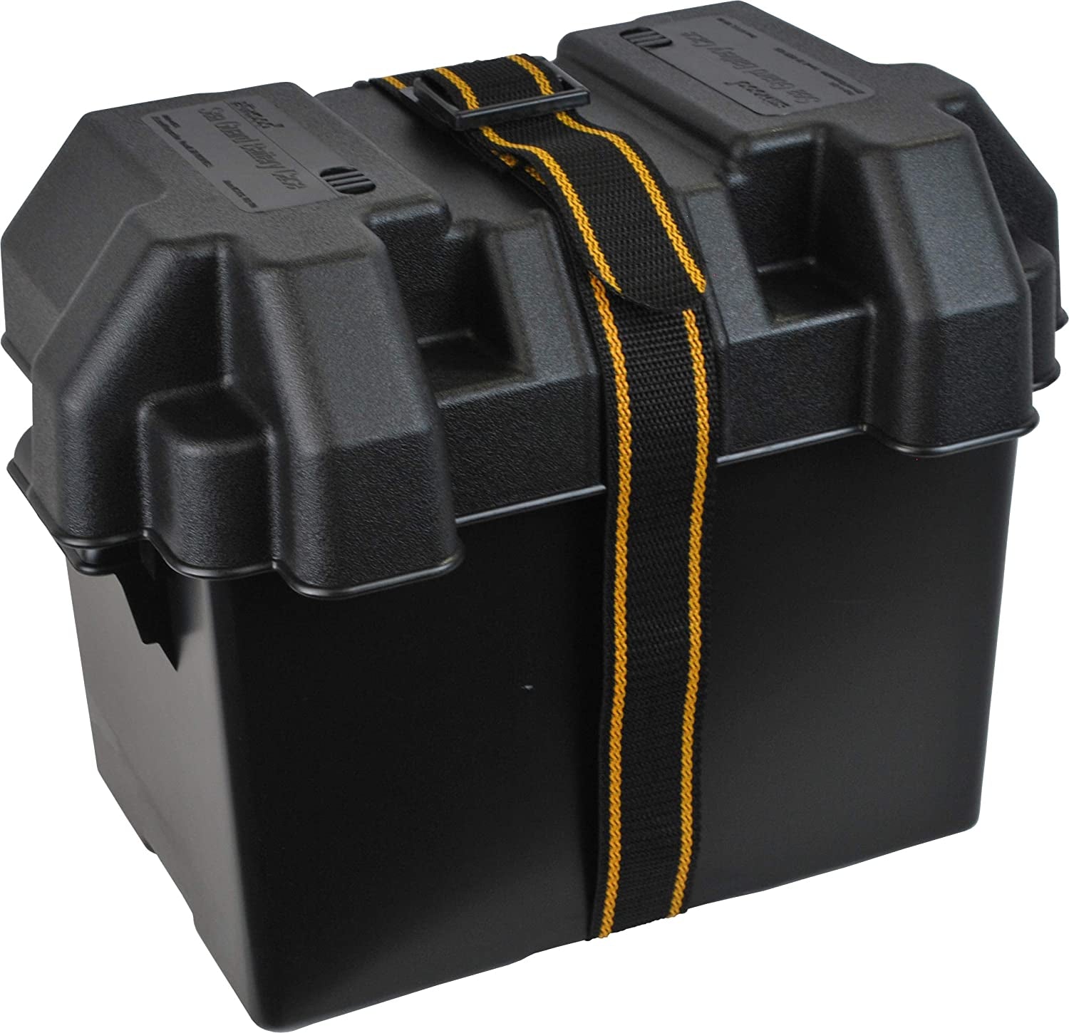 9065-1 Standard Vented Battery Box with Mounting Strap, Fits Group 24 Batteries, Black