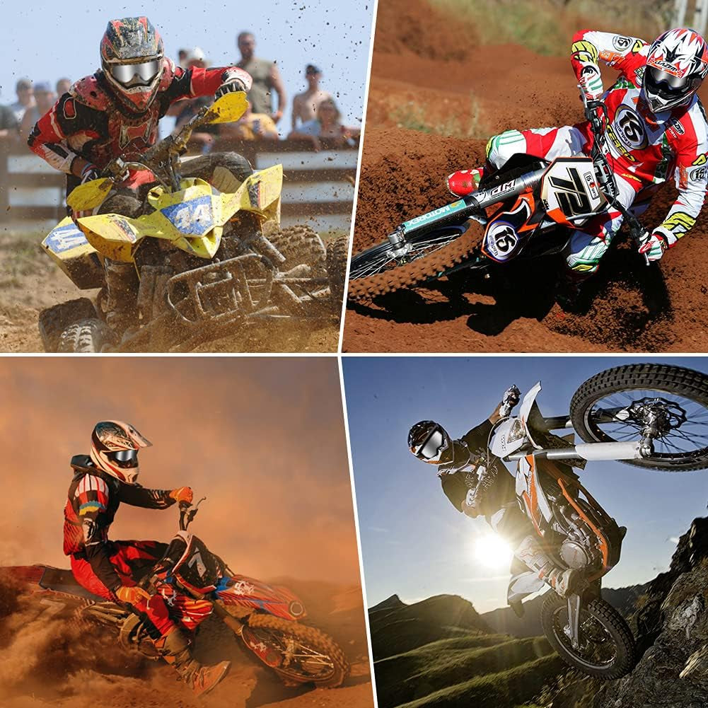 Motocross Goggles for Adult ATV, Motorcycle, Dirtbike & Offroad - UV400 Anti-Scratch, Dustproof Silver MX Goggles