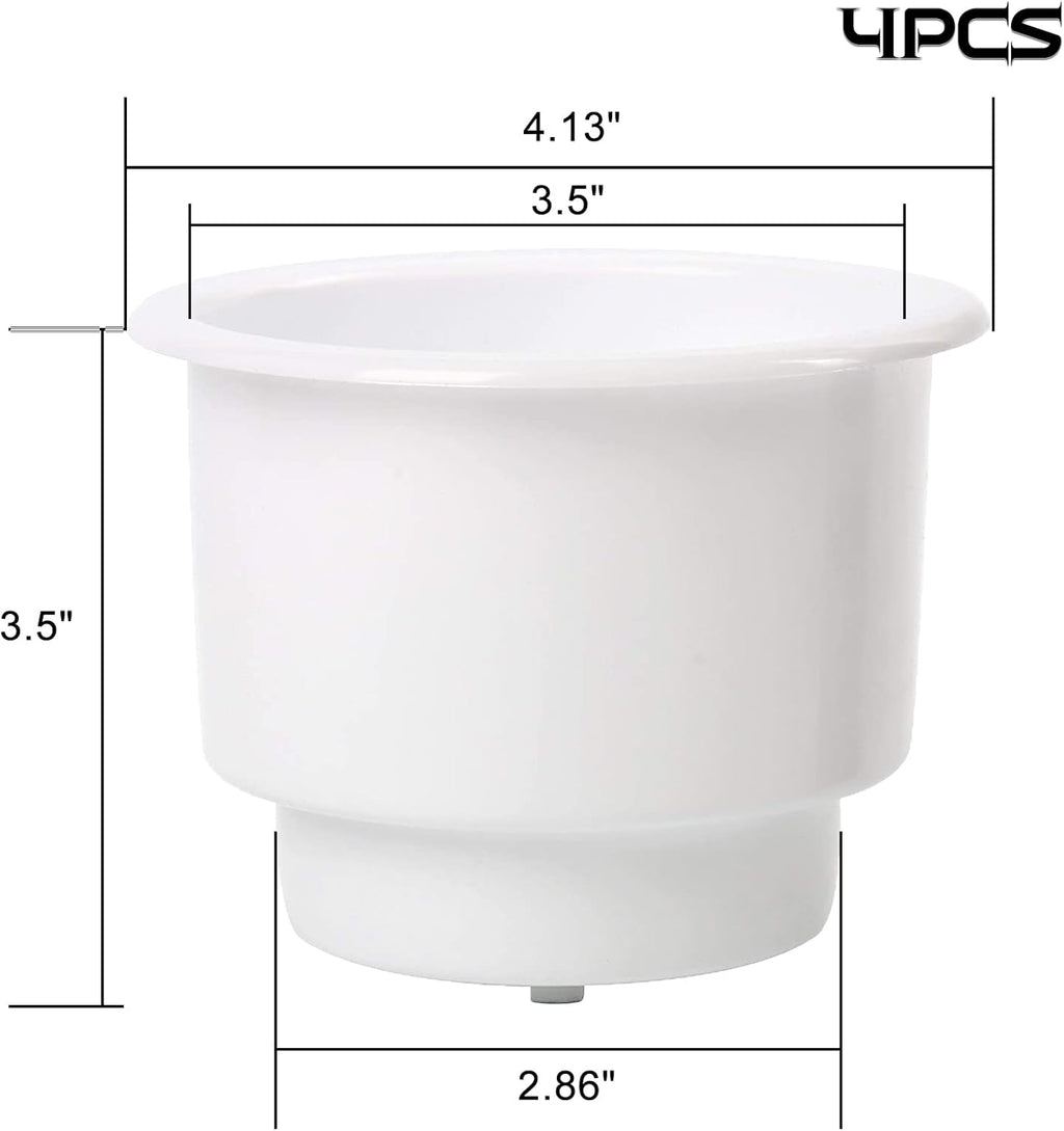 4Pcs Marine Plastic Cup Drink Holder with Drain Insert, White